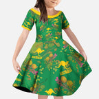 Australia Billy Buttons Kid Short Sleeve Dress Aussie Pycnosorus Kangaroo Seamless Style