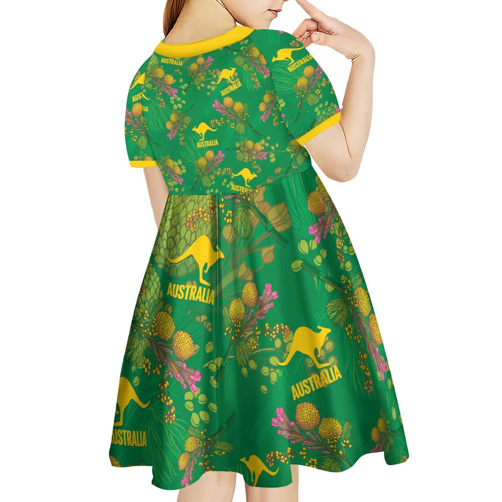 Australia Billy Buttons Kid Short Sleeve Dress Aussie Pycnosorus Kangaroo Seamless Style