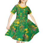 Australia Billy Buttons Kid Short Sleeve Dress Aussie Pycnosorus Kangaroo Seamless Style