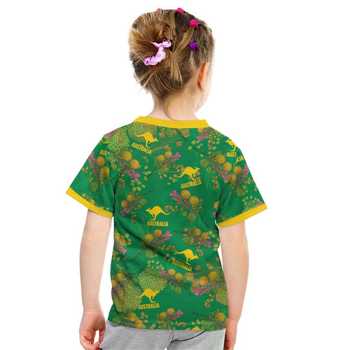 Australia Billy Buttons Kid T Shirt Aussie Pycnosorus Kangaroo Seamless Style