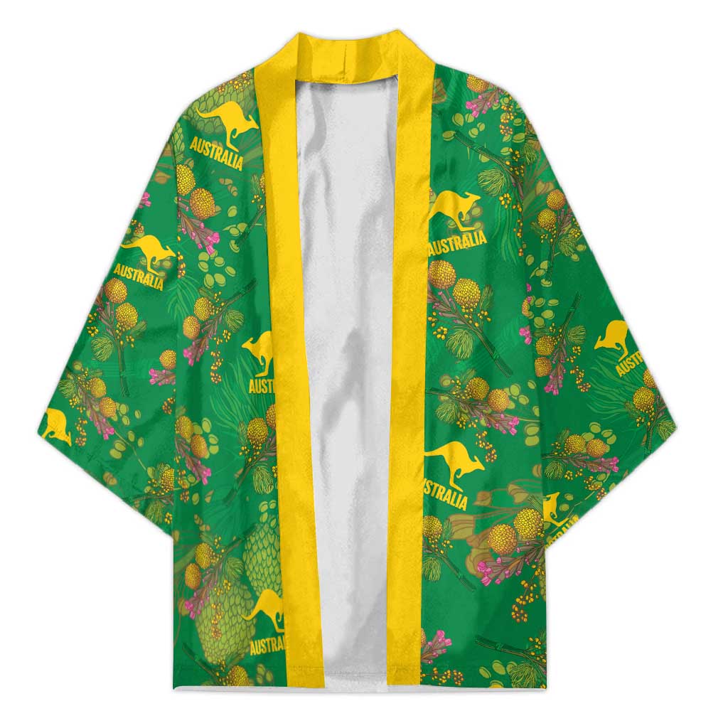 Australia Billy Buttons Kimono Aussie Pycnosorus Kangaroo Seamless Style
