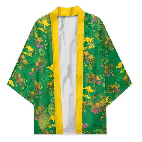 Australia Billy Buttons Kimono Aussie Pycnosorus Kangaroo Seamless Style