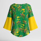 Australia Billy Buttons Kimono Sleeve Blouse Aussie Pycnosorus Kangaroo Seamless Style