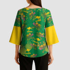 Australia Billy Buttons Kimono Sleeve Blouse Aussie Pycnosorus Kangaroo Seamless Style