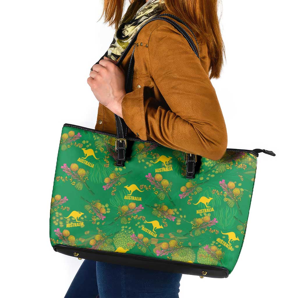 Australia Billy Buttons Leather Tote Bag Aussie Pycnosorus Kangaroo Seamless Style