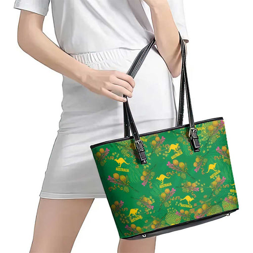 Australia Billy Buttons Leather Tote Bag Aussie Pycnosorus Kangaroo Seamless Style