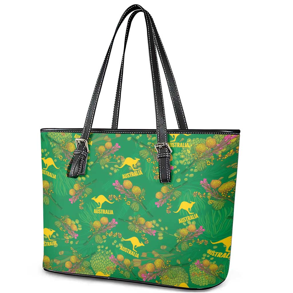 Australia Billy Buttons Leather Tote Bag Aussie Pycnosorus Kangaroo Seamless Style