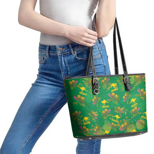 Australia Billy Buttons Leather Tote Bag Aussie Pycnosorus Kangaroo Seamless Style