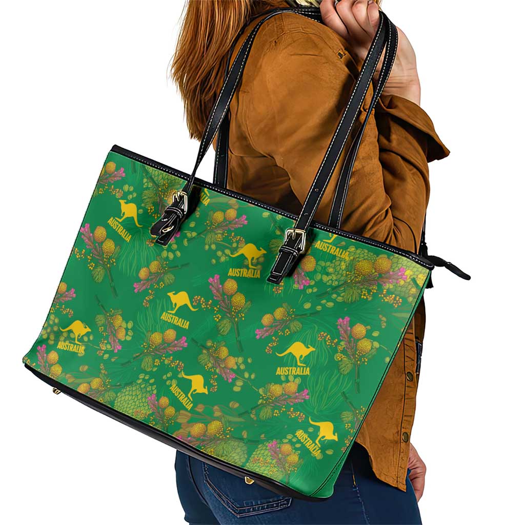Australia Billy Buttons Leather Tote Bag Aussie Pycnosorus Kangaroo Seamless Style