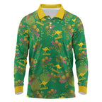Australia Billy Buttons Long Sleeve Polo Shirt Aussie Pycnosorus Kangaroo Seamless Style