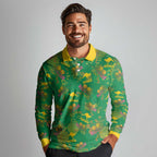 Australia Billy Buttons Long Sleeve Polo Shirt Aussie Pycnosorus Kangaroo Seamless Style