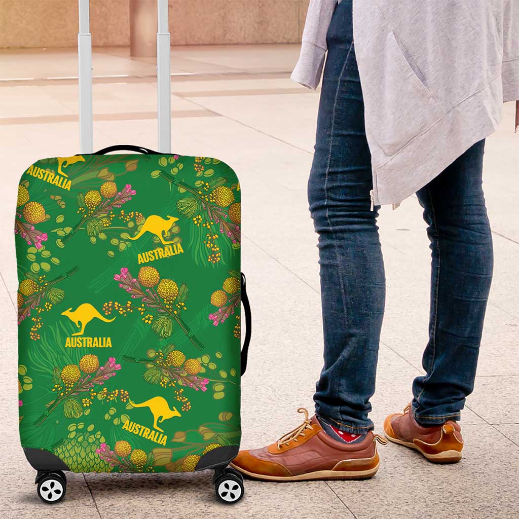Australia Billy Buttons Luggage Cover Aussie Pycnosorus Kangaroo Seamless Style