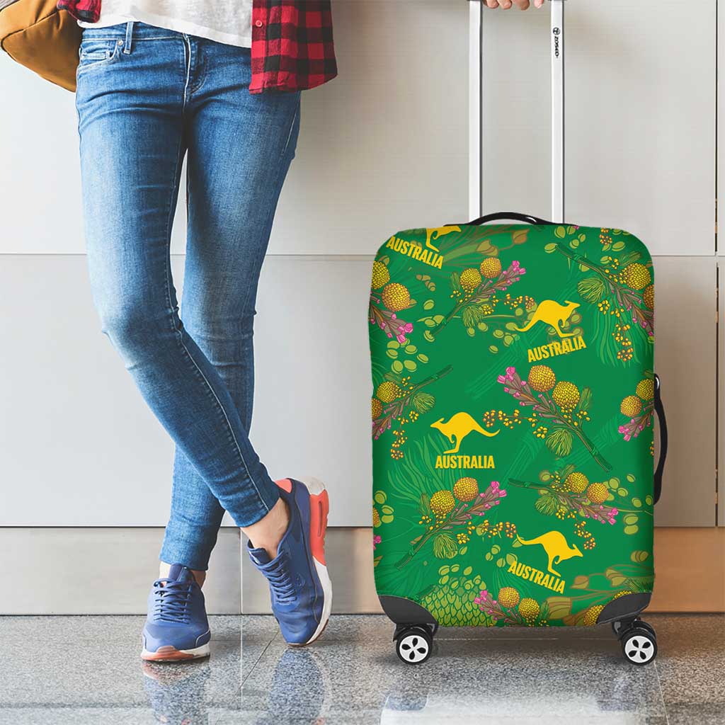 Australia Billy Buttons Luggage Cover Aussie Pycnosorus Kangaroo Seamless Style
