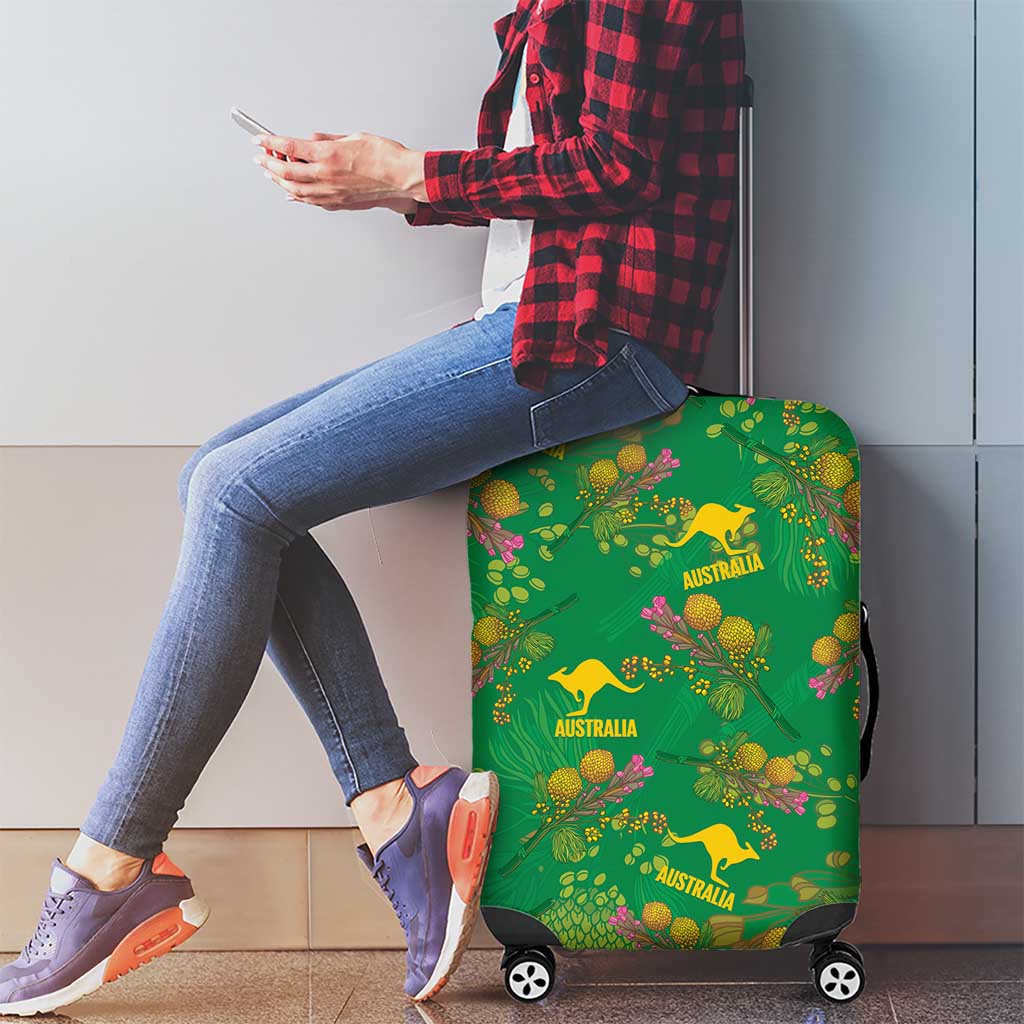 Australia Billy Buttons Luggage Cover Aussie Pycnosorus Kangaroo Seamless Style