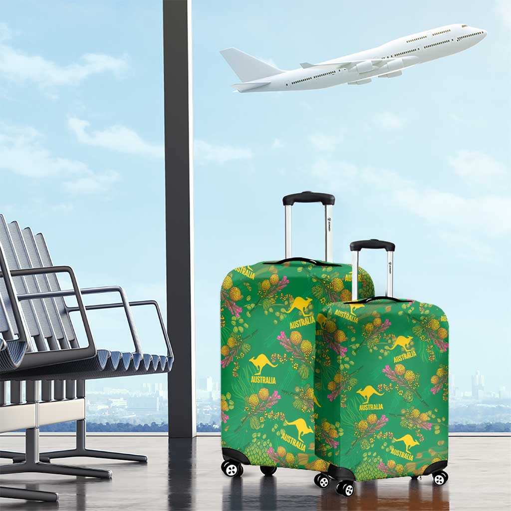 Australia Billy Buttons Luggage Cover Aussie Pycnosorus Kangaroo Seamless Style