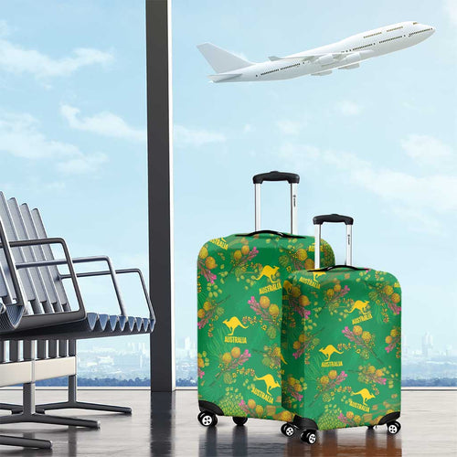 Australia Billy Buttons Luggage Cover Aussie Pycnosorus Kangaroo Seamless Style