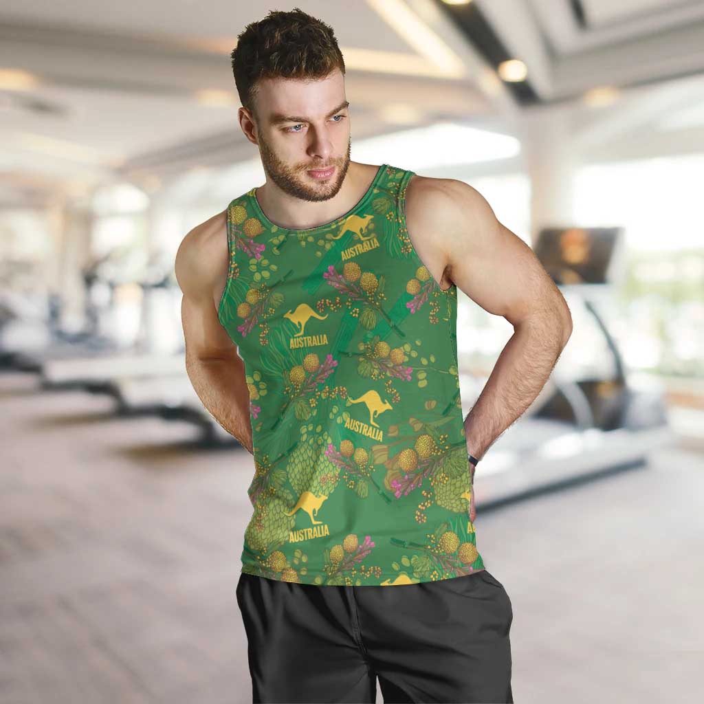 Australia Billy Buttons Men Tank Top Aussie Pycnosorus Kangaroo Seamless Style