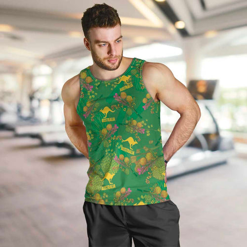 Australia Billy Buttons Men Tank Top Aussie Pycnosorus Kangaroo Seamless Style