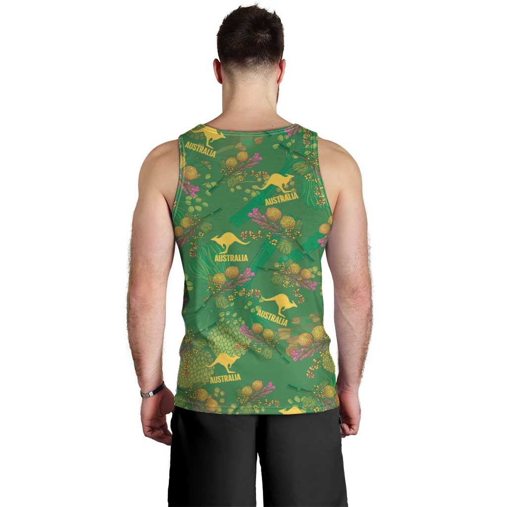 Australia Billy Buttons Men Tank Top Aussie Pycnosorus Kangaroo Seamless Style