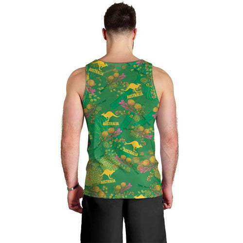 Australia Billy Buttons Men Tank Top Aussie Pycnosorus Kangaroo Seamless Style