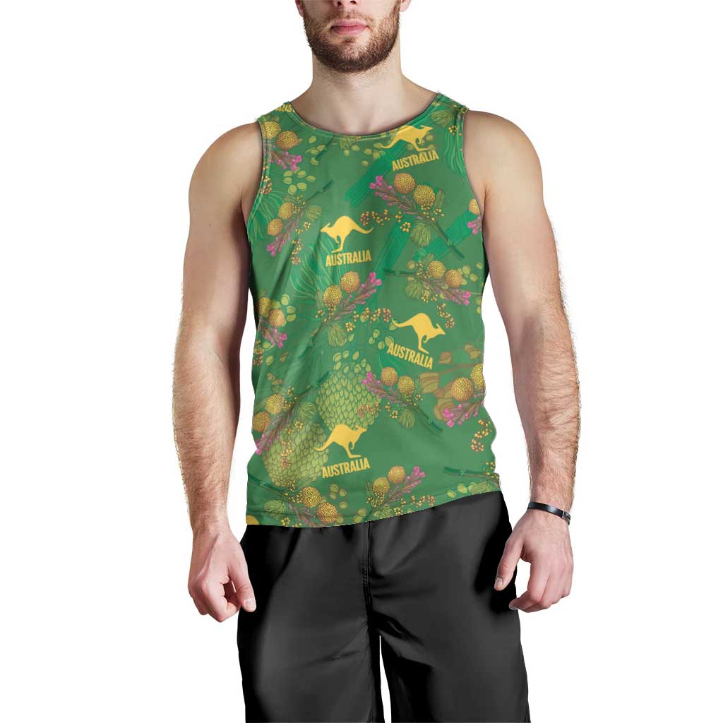 Australia Billy Buttons Men Tank Top Aussie Pycnosorus Kangaroo Seamless Style