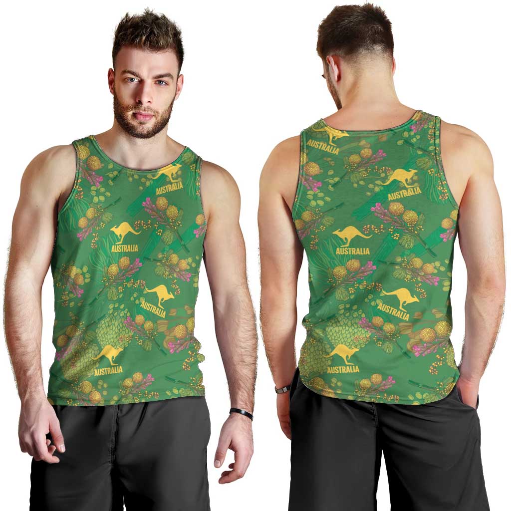 Australia Billy Buttons Men Tank Top Aussie Pycnosorus Kangaroo Seamless Style