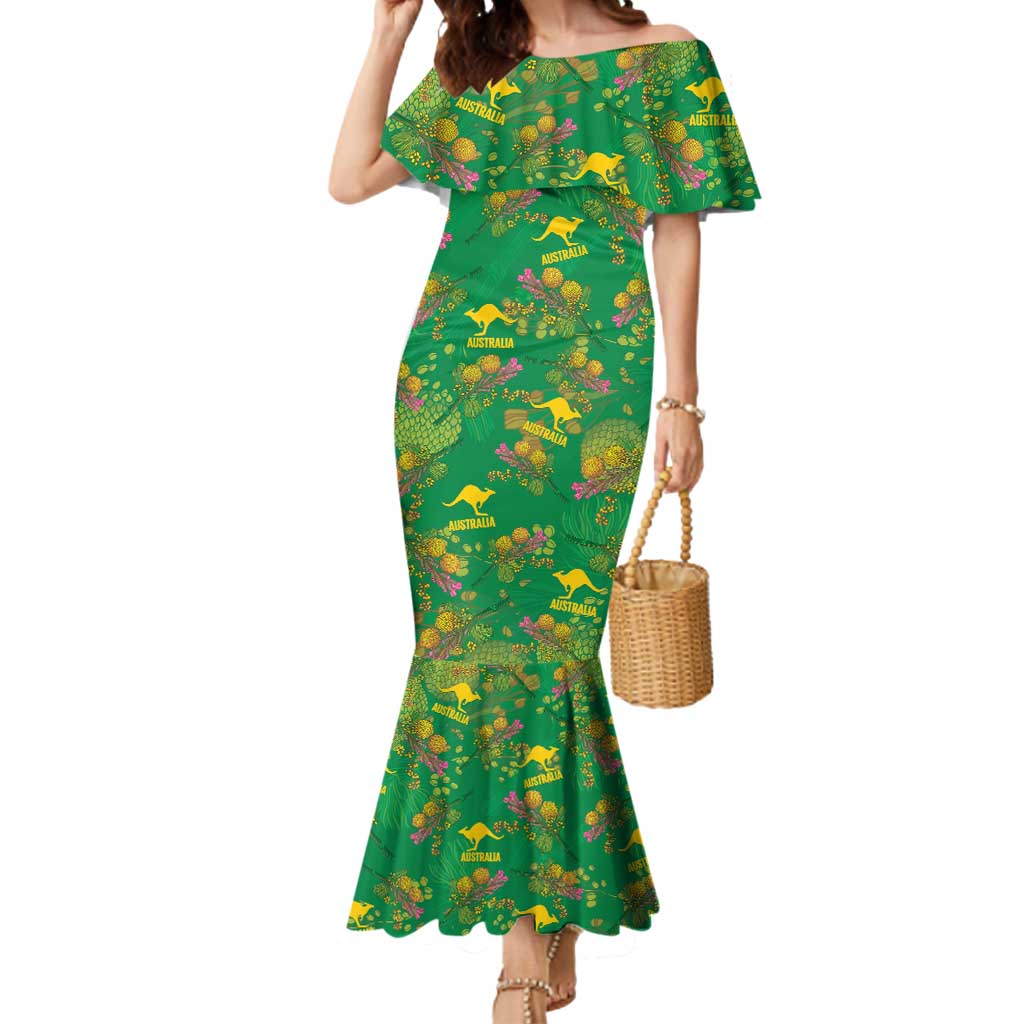 Australia Billy Buttons Mermaid Dress Aussie Pycnosorus Kangaroo Seamless Style