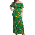 Australia Billy Buttons Off Shoulder Maxi Dress Aussie Pycnosorus Kangaroo Seamless Style