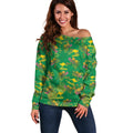 Australia Billy Buttons Off Shoulder Sweater Aussie Pycnosorus Kangaroo Seamless Style