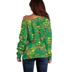 Australia Billy Buttons Off Shoulder Sweater Aussie Pycnosorus Kangaroo Seamless Style