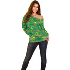 Australia Billy Buttons Off Shoulder Sweater Aussie Pycnosorus Kangaroo Seamless Style