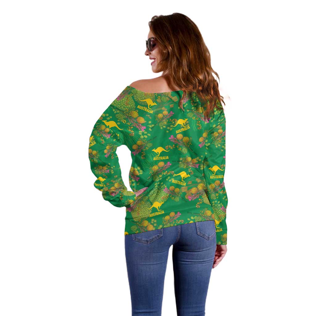Australia Billy Buttons Off Shoulder Sweater Aussie Pycnosorus Kangaroo Seamless Style