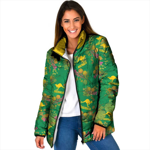 Australia Billy Buttons Padded Jacket Aussie Pycnosorus Kangaroo Seamless Style