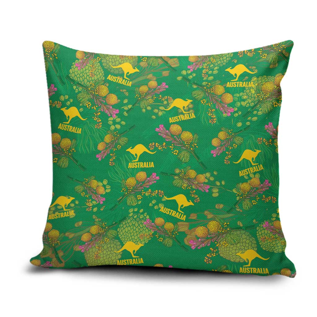 Australia Billy Buttons Pillow Cover Aussie Pycnosorus Kangaroo Seamless Style