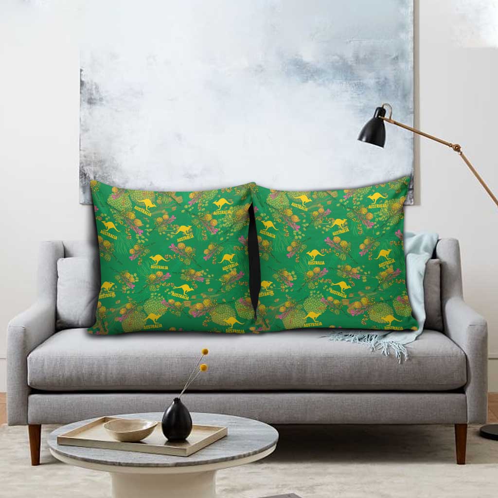 Australia Billy Buttons Pillow Cover Aussie Pycnosorus Kangaroo Seamless Style