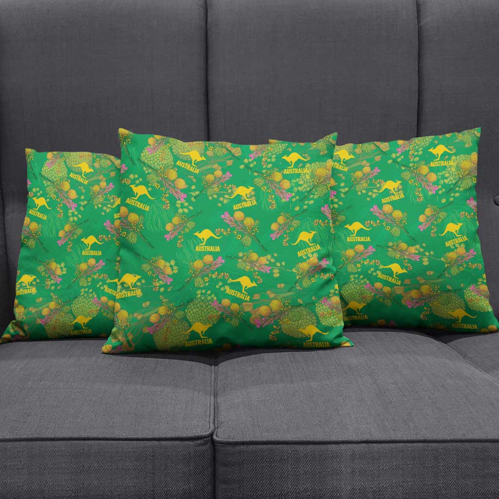 Australia Billy Buttons Pillow Cover Aussie Pycnosorus Kangaroo Seamless Style