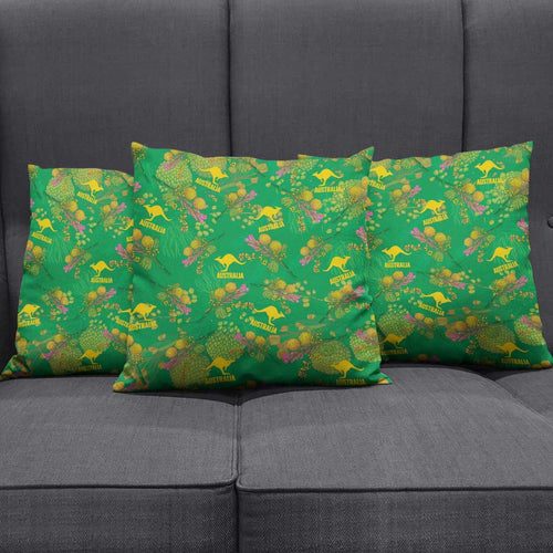 Australia Billy Buttons Pillow Cover Aussie Pycnosorus Kangaroo Seamless Style