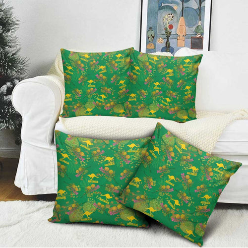 Australia Billy Buttons Pillow Cover Aussie Pycnosorus Kangaroo Seamless Style