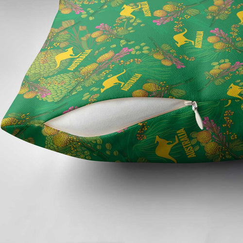 Australia Billy Buttons Pillow Cover Aussie Pycnosorus Kangaroo Seamless Style