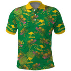 Australia Billy Buttons Polo Shirt Aussie Pycnosorus Kangaroo Seamless Style