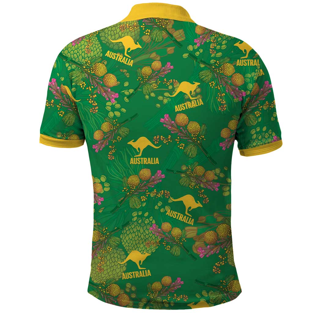 Australia Billy Buttons Polo Shirt Aussie Pycnosorus Kangaroo Seamless Style