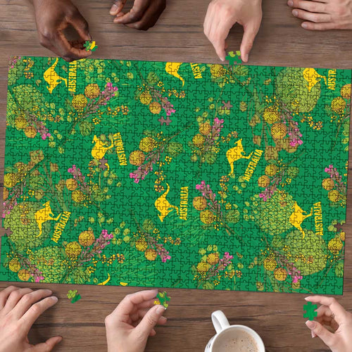 Australia Billy Buttons Puzzle Aussie Pycnosorus Kangaroo Seamless Style