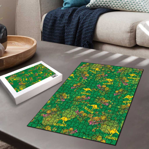 Australia Billy Buttons Puzzle Aussie Pycnosorus Kangaroo Seamless Style