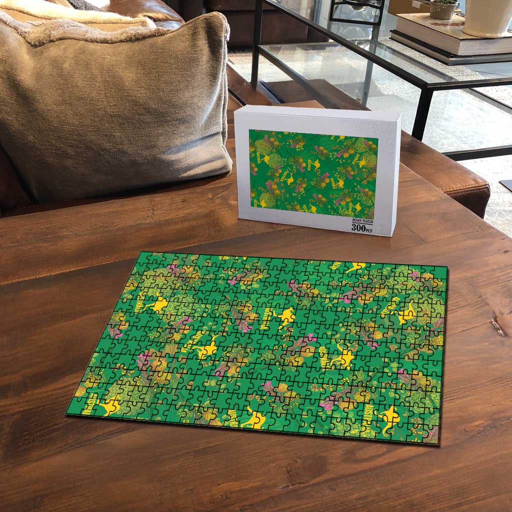 Australia Billy Buttons Puzzle Aussie Pycnosorus Kangaroo Seamless Style