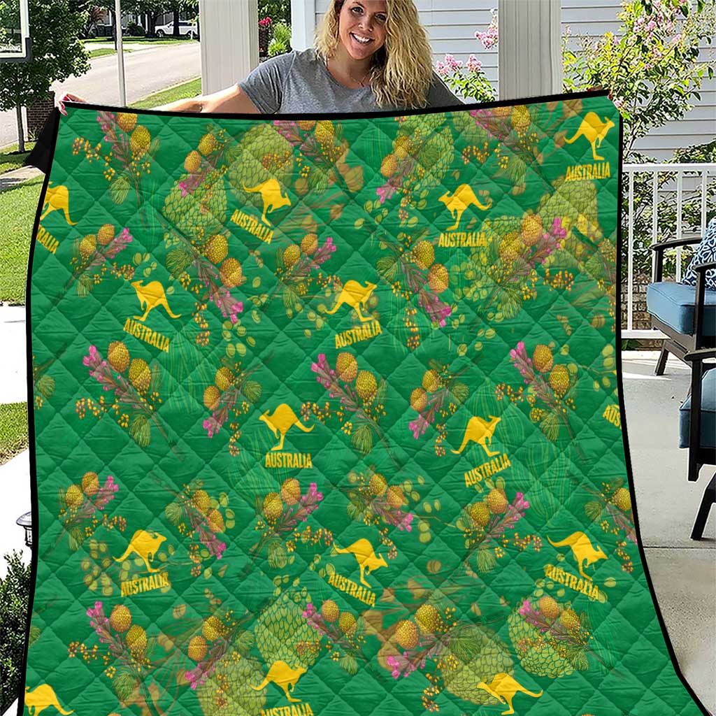 Australia Billy Buttons Quilt Aussie Pycnosorus Kangaroo Seamless Style