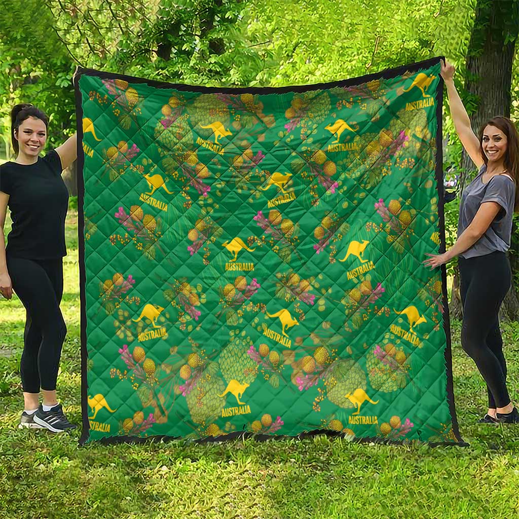 Australia Billy Buttons Quilt Aussie Pycnosorus Kangaroo Seamless Style