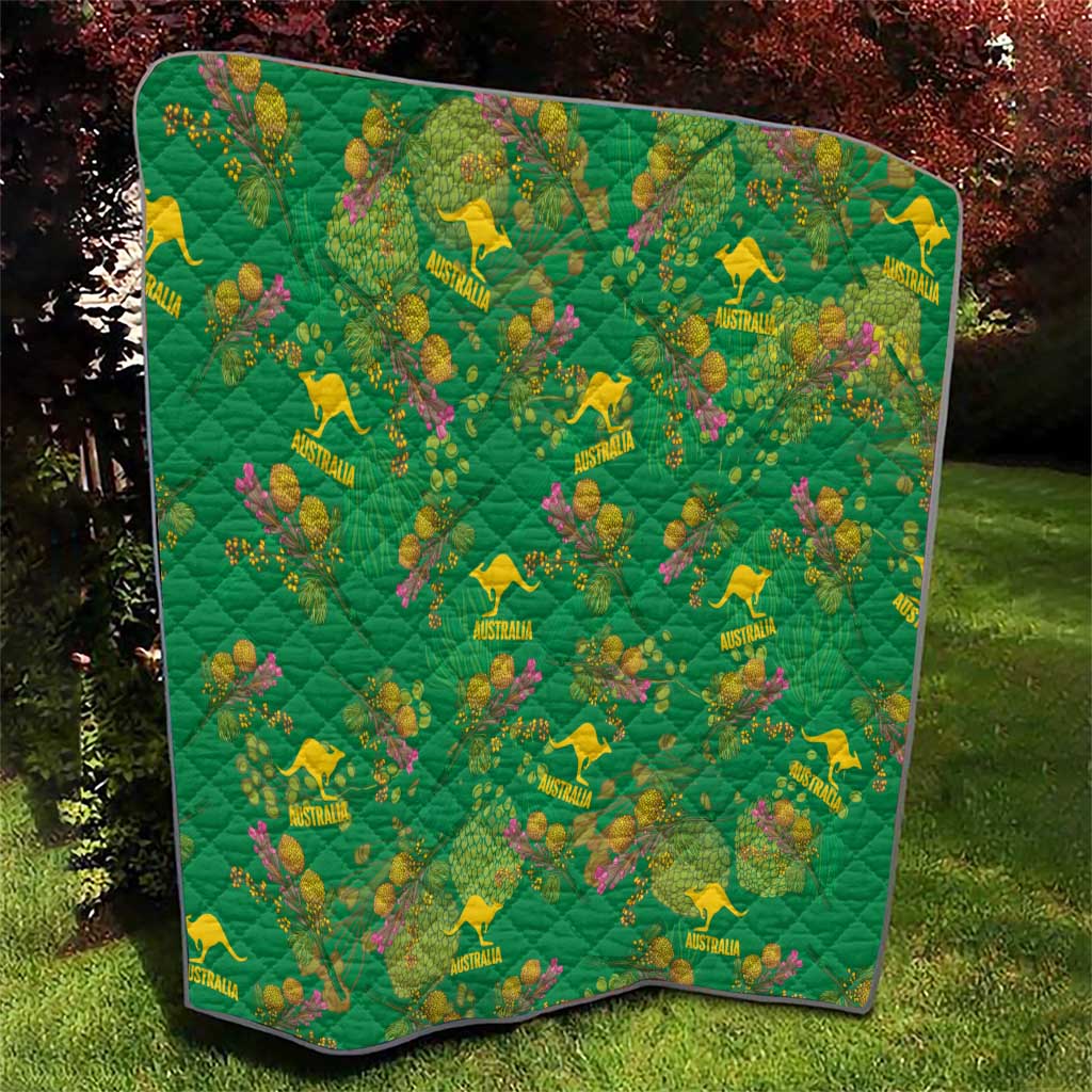 Australia Billy Buttons Quilt Aussie Pycnosorus Kangaroo Seamless Style