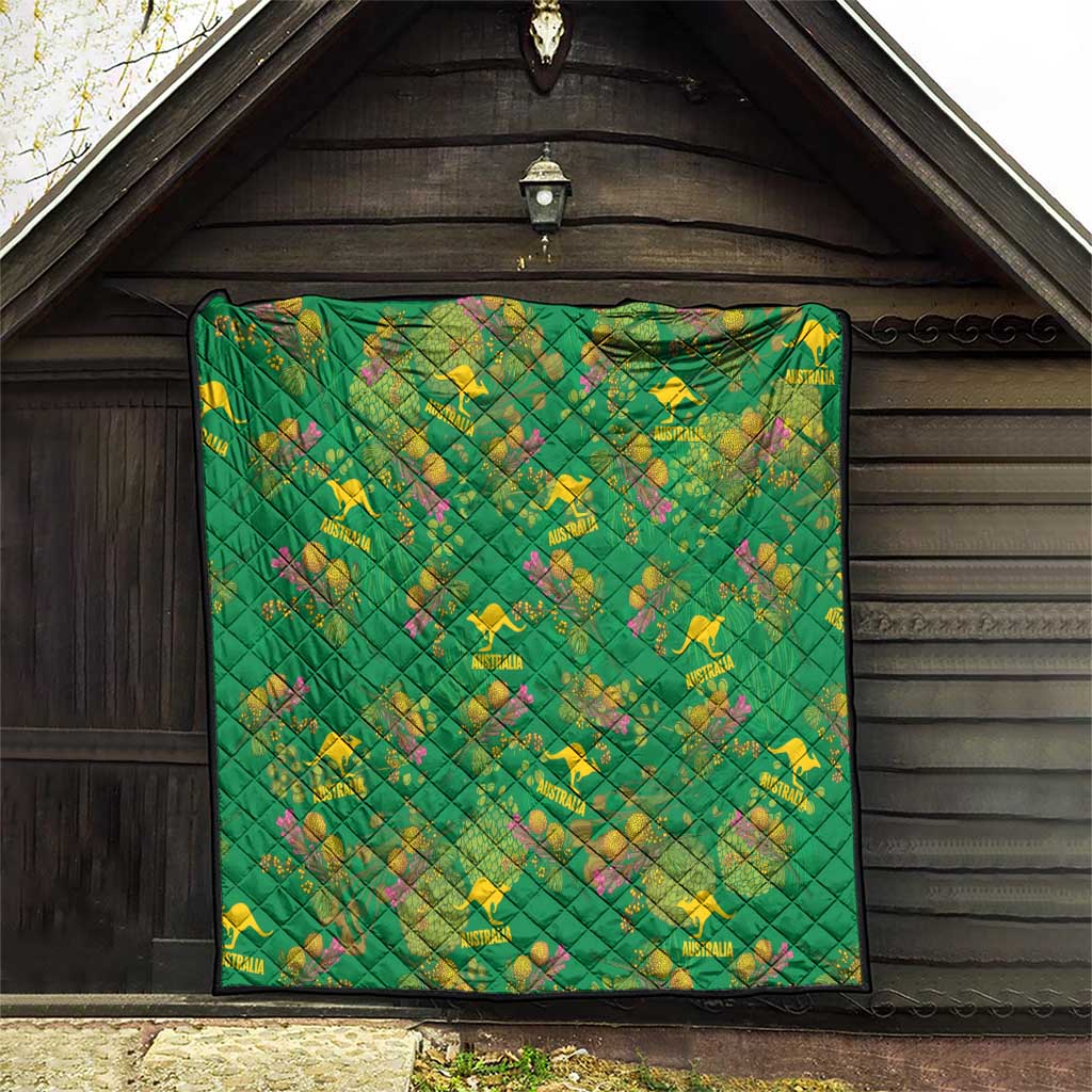Australia Billy Buttons Quilt Aussie Pycnosorus Kangaroo Seamless Style