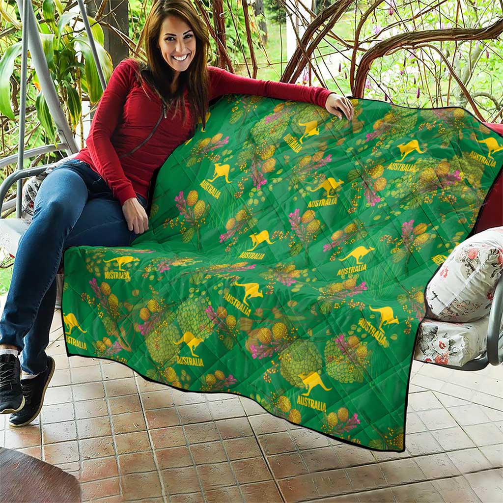 Australia Billy Buttons Quilt Aussie Pycnosorus Kangaroo Seamless Style