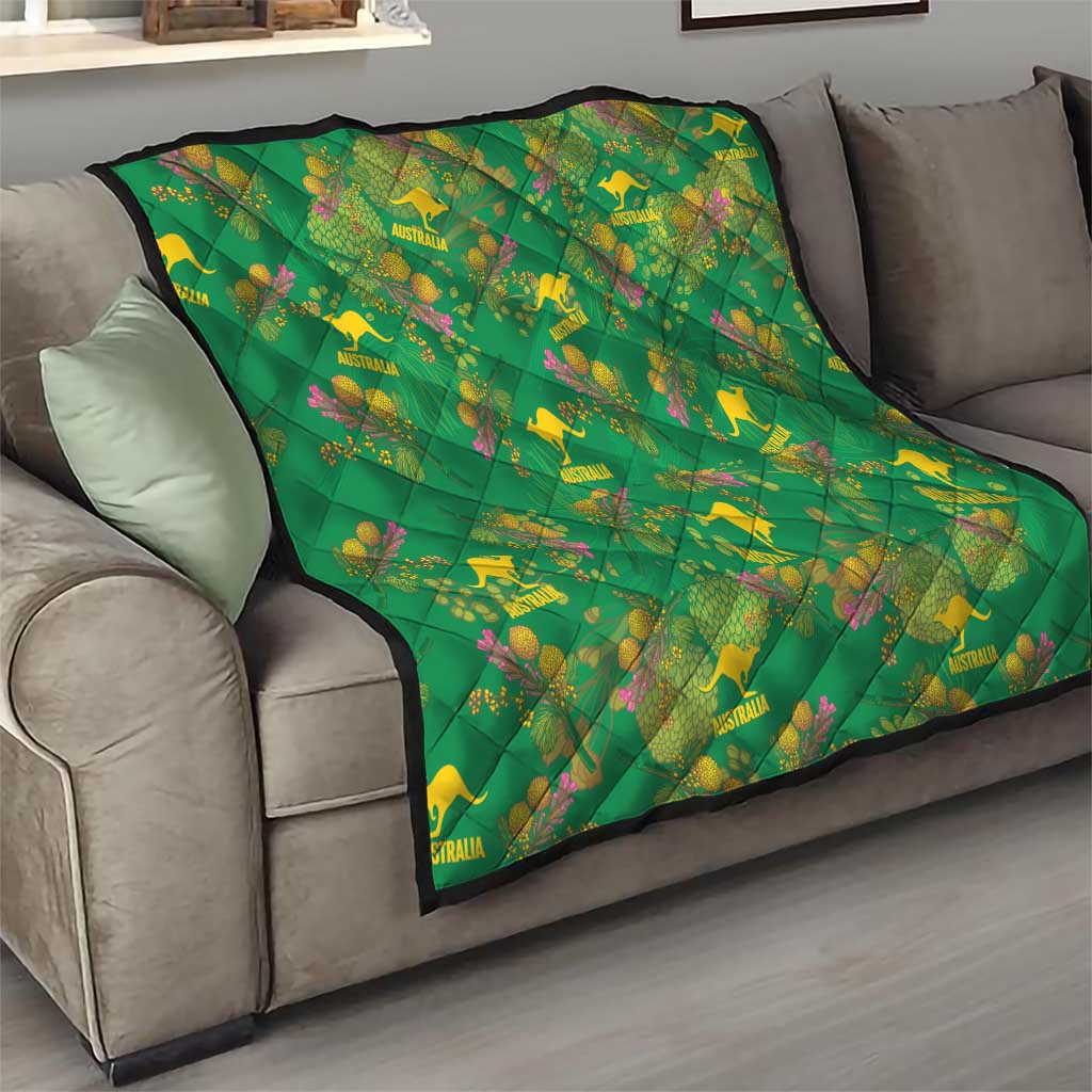 Australia Billy Buttons Quilt Aussie Pycnosorus Kangaroo Seamless Style